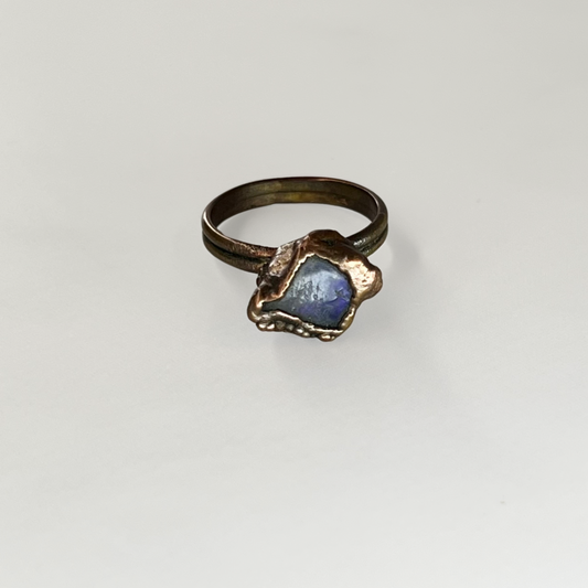 Blue Ethiopian Opal Copper Ring