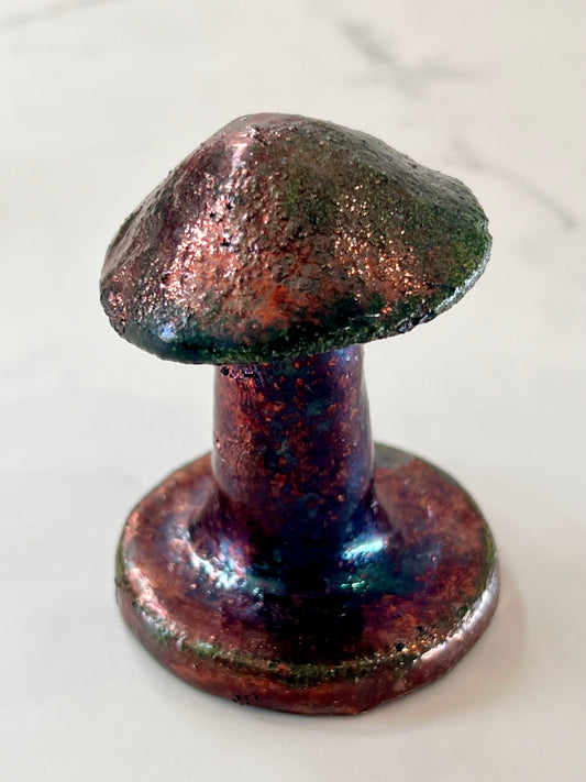 Copper Painted Clay Mushrooms