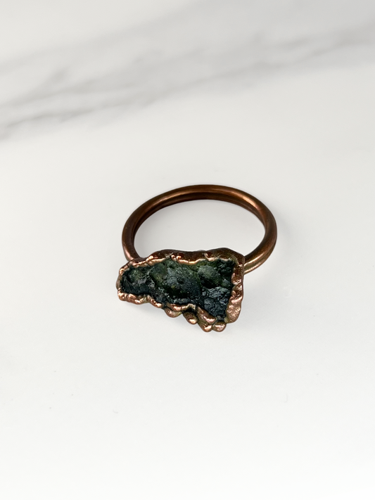Copper Moldavite Ring