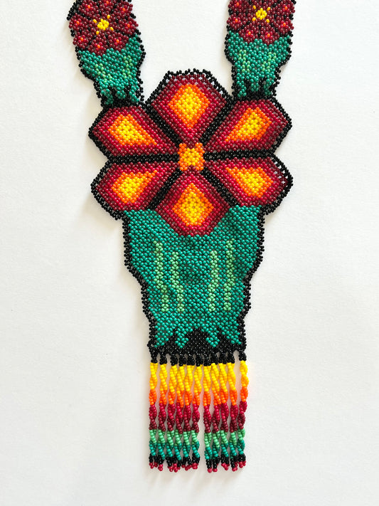 Beaded Flower Tassel Necklace