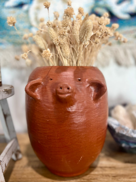 Red Ceramic Pig Vase